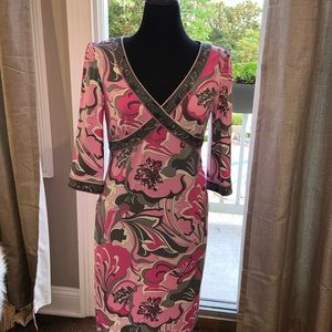 Tahari stretch A-line knee length 3/4 sleeve dress